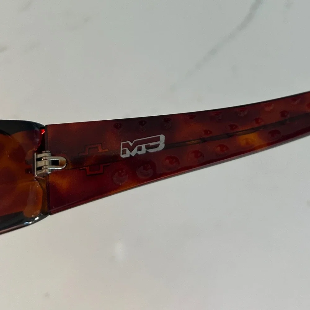 Spy Optic D5 Sunglasses Dark Tortoise Wrap Around Rectangular Made in Italy